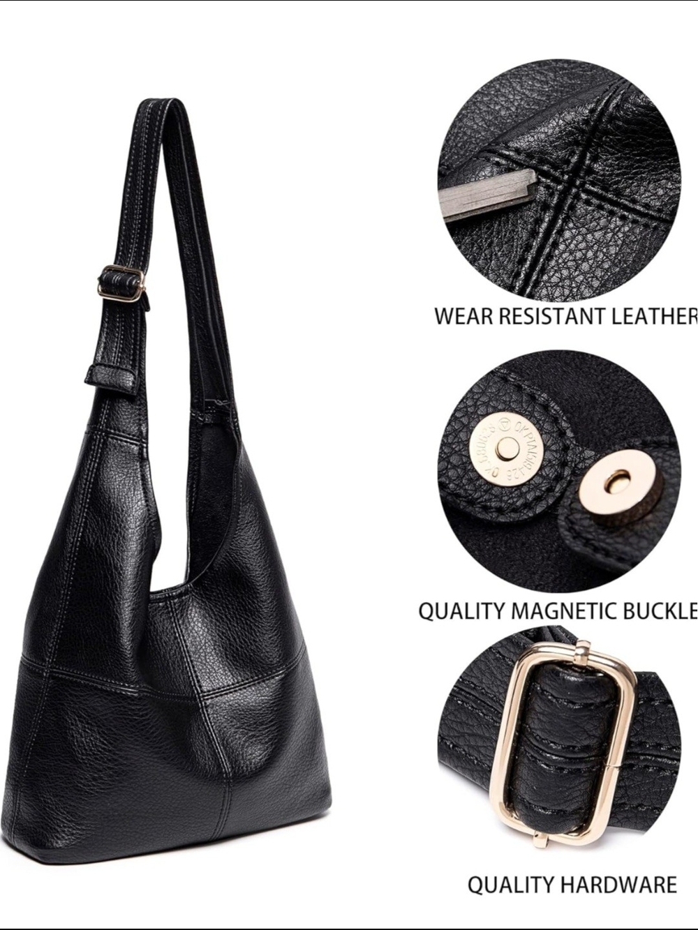 Montana West Black Hobo Shoulder Bag with Cosmetic Bag NWT - Picture 2 of 7